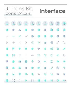 Comprehensible and simple looking flat gradient color ui icons set Stock Illustration