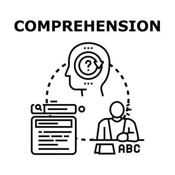 Comprehension process concept involving learning and understanding icon Stock Illustration