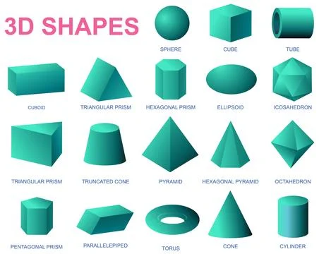 Comprehensive 3D Geometric Shapes Vector Illustration Stock Illustration