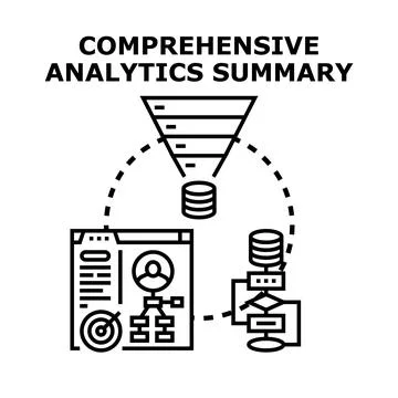 Comprehensive analytics summary with data funnel integration Stock Illustration
