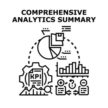 Comprehensive analytics summary reporting business data insights Illustrazione stock