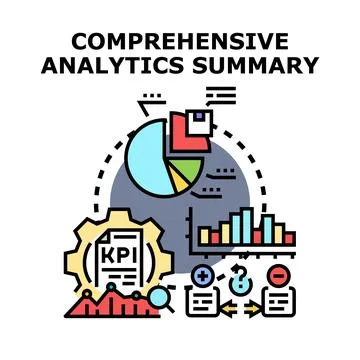 Comprehensive analytics summary reporting business data insights Stock Illustration