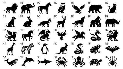 Comprehensive animal silhouette collection Stock Illustration