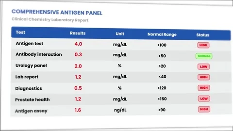 Comprehensive antigen panel report animation isolated on white background Vídeos de archivo 339538775