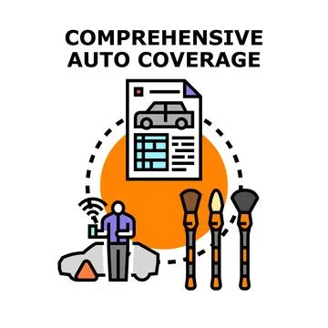 Comprehensive auto coverage concept with digital claim management Stock Illustration