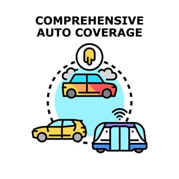 Comprehensive auto coverage protecting multiple vehicles concept Stock Illustration
