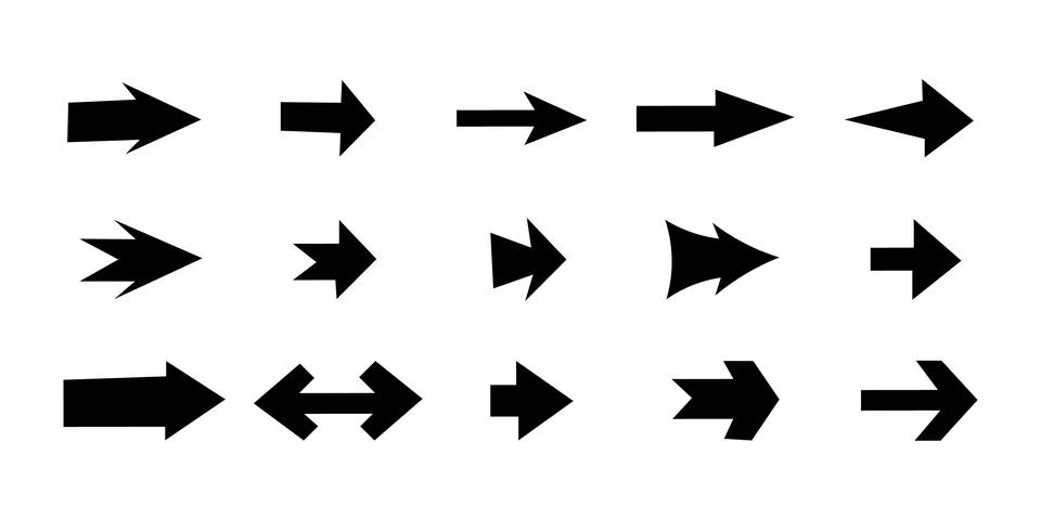 Comprehensive Black Arrow Icon Set Grid Illustrazione stock