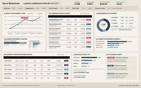 A comprehensive business data visualization showing social media engagement,  Illustrazione stock