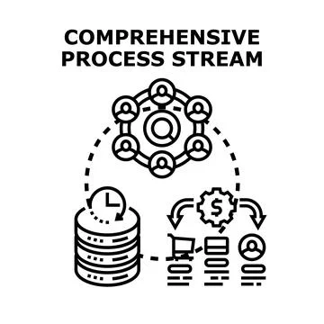 Comprehensive business process stream optimizing workflow efficiency Stock Illustration
