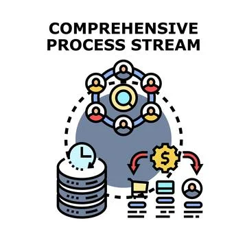 Comprehensive business process stream optimizing workflow efficiency Stock Illustration