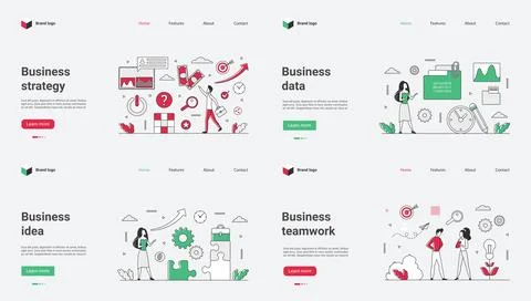 A comprehensive business strategy and data analysis web template featuring a Illustrazione stock
