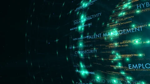 Comprehensive Business Suite Network with Digital Strategy Labels Stock Footage 331358118