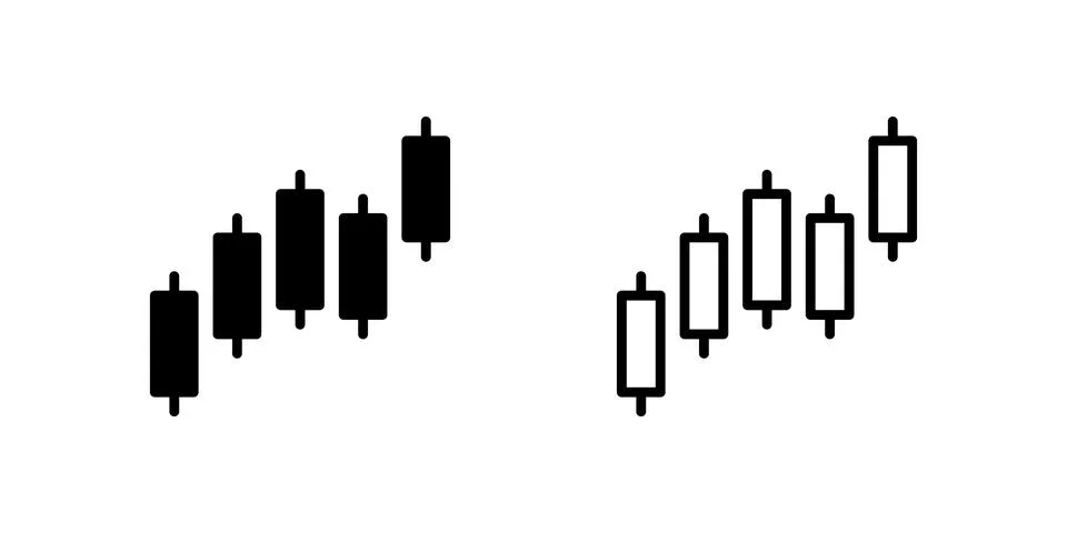 Comprehensive candlestick chart icons featuring various OHLC patterns for t.. Stock Illustration