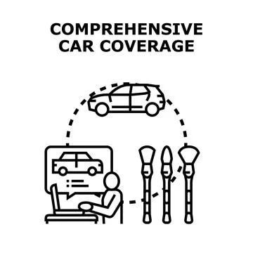 Comprehensive car coverage concept illustrating vehicle protection イラスト素材