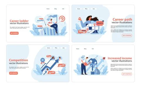 Comprehensive Career Advancement pack featuring career ladder. Ilustración de archivo