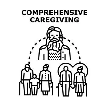 Comprehensive caregiving and support for various generations Stock Illustration