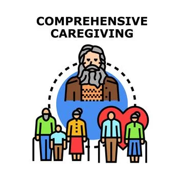 Comprehensive caregiving and support for various generations Stock Illustration
