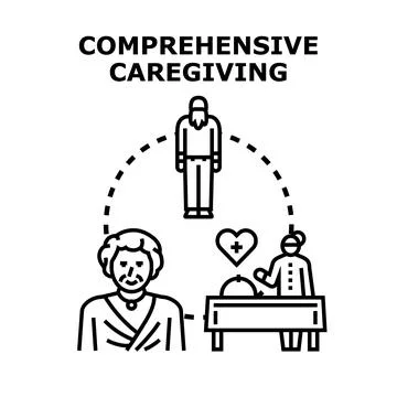 Comprehensive caregiving support for elderly people receiving assistance Stock Illustration