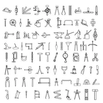 Comprehensive collection of 86 tools vector Stock Illustration
