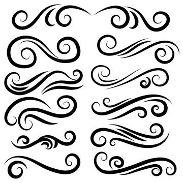 A comprehensive collection of black and white calligraphic vectors featuring Stock Illustration
