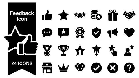 Comprehensive collection of black feedback with collection twenty four Stock Illustration