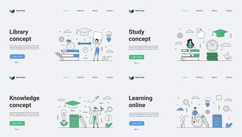 This is a comprehensive collection of templates focused on Library, Study Stock Illustration