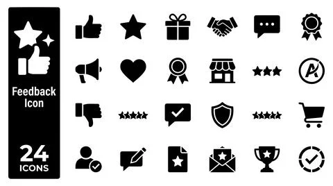 Comprehensive collection of twenty four black feedback Illustrazione stock