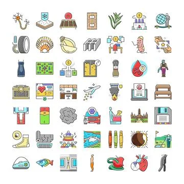 Comprehensive collection of various modern technology and science icons 库存插图