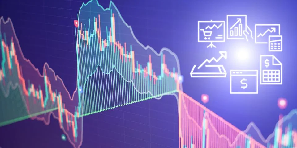 Comprehensive Financial Analytics: Interactive Market Trends, Graphs, and B.. Foto stock