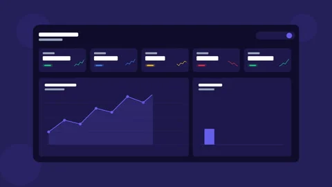 Comprehensive Financial Dashboard Animation with Growing Area Chart and Bar Stock Footage 333983969
