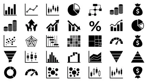 Comprehensive financial data visualization icon set for business analytics イラスト素材