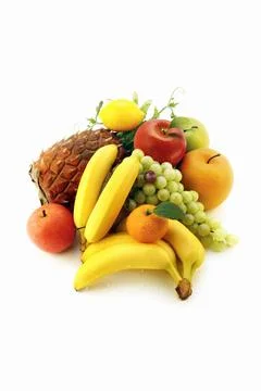 Comprehensive fruit set such as pineapple, apple, grape, banana Stock Photos