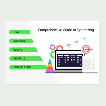Comprehensive guide to optimizing landing page, optimization services and lan Stockillustratie