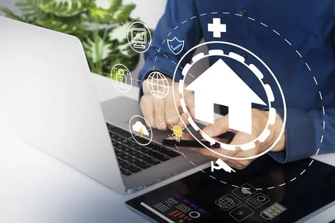 A comprehensive home security concept that protects against risks and prote.. Stock Photos