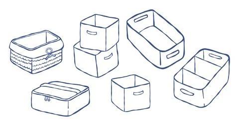 Comprehensive Home Storage and Organization Collection. Eco-Friendly Basket.. 스톡 일러스트
