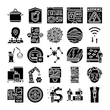 Comprehensive a.I. And modern technology icon collection Stock Illustration
