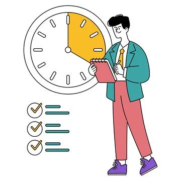 A Comprehensive Illustration of Time Management Techniques and Productivity Stock Illustration