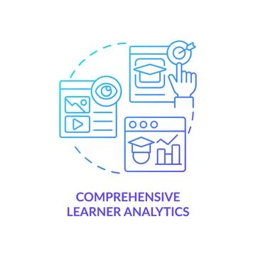Comprehensive learner analytics blue gradient concept icon Illustrazione stock
