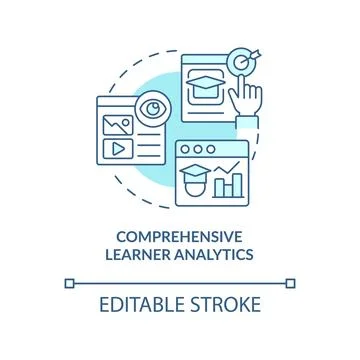 Comprehensive learner analytics turquoise concept icon Stock Illustration