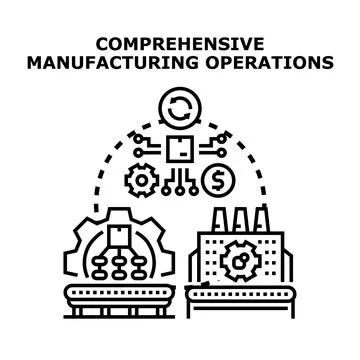 Comprehensive manufacturing operations and industrial production processes Stock Illustration