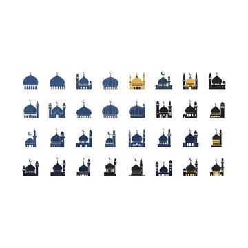 Comprehensive mosque icons set - islamic architecture &amp; religion symbols Stock Illustration