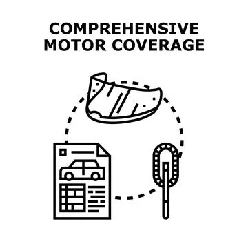 Comprehensive motor coverage vehicle protection policy concept Stock Illustration