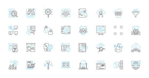 Comprehensive numbers linear icons set. Mathematics, Statistics, Analysis, Data Stock Illustration