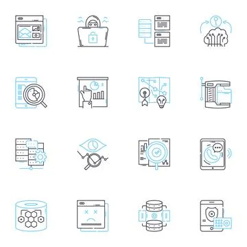 Comprehensive numbers linear icons set. Mathematics, Statistics, Analysis, Data Stock Illustration