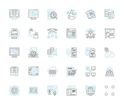 Comprehensive numbers linear icons set. Mathematics, Statistics, Analysis, Data Stock Illustration