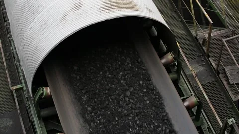 The comprehensive operation of the Coal Conveyor System in various industrial Video stock 285962636