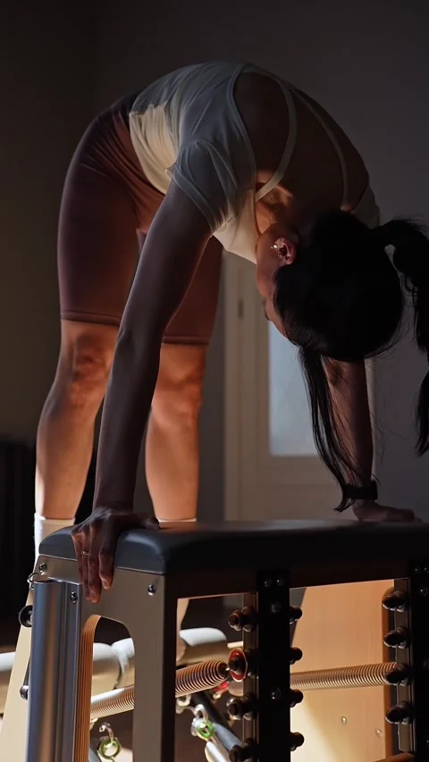 Comprehensive Pilates training session that includes essential posture Stock Footage 293095271