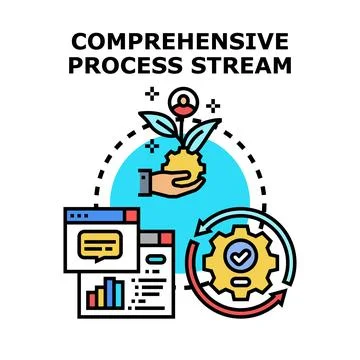 Comprehensive process stream improving business growth development イラスト素材