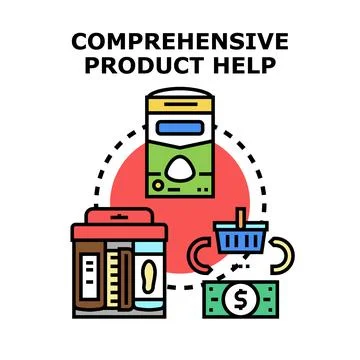 Comprehensive product help offering diverse goods concept Stock Illustration