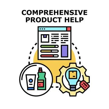 Comprehensive product help providing customer support service Stock Illustration
